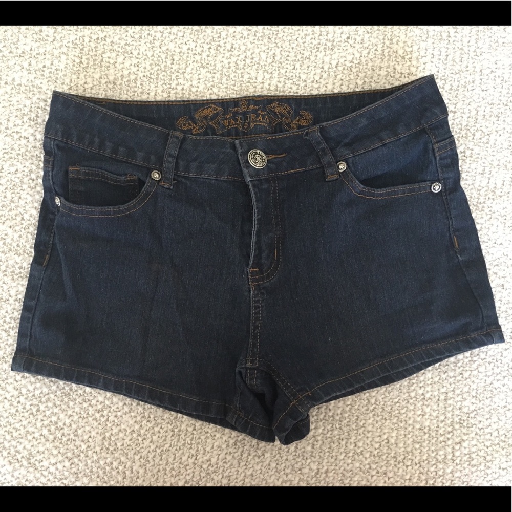 Dark wash denim shorts